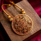 Gold Finish Hasli with jumbo Chakri  pendant with Stud   - Model #2