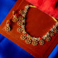 Matte  Finish  AD , Navaratna Stone with flower Necklace #  Model 2