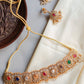 Gold Finish  AD sequence  Flower High Neck Choker- 60A