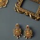 Matte Finish AD Mango with peacock & Lakshmi pendant Necklace