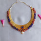 Gold Finish  Chain   Choker  & cluster with  chandbali - 67D