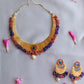 Gold Finish  Chain   Choker  & cluster with  chandbali - 67D