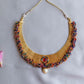 Gold Finish  Chain   Choker  & cluster with  chandbali - 67F