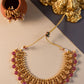 Matte finish Sequence Lakshmi & Stone flower Necklace -70B