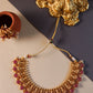 Matte finish Sequence Lakshmi & Stone flower Necklace -70B