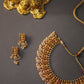 Matte finish Sequence Lakshmi & Stone flower Necklace - 70C