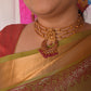Matte finish 3 layer hasli necklace with peacock pendant