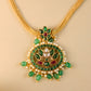 Lotus Pendant Chain with Stud - Pastel Green hanging