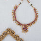 2 in 1 Flower necklace with golden beads & stud