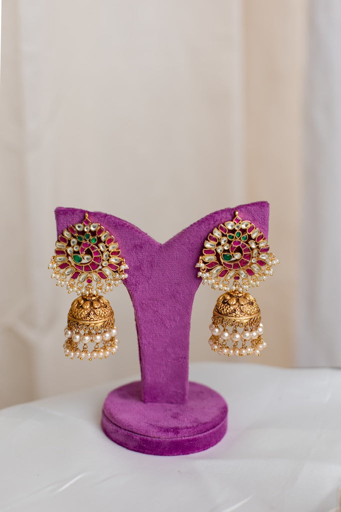 Peacock big stud twin peacock jhumka