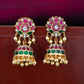 Lotus stud jhumka  with  Gold Hangings
