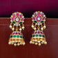 Lotus stud jhumka  with  Gold Hangings