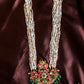 Seed bead pearl mid length with Emerald Crystal drops