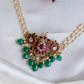 Gold Finish Beads Chain  with peacock pendant &  Crystal Hangings