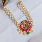 Gold Finish  Pearl  Small  chocker Peacock pendant  with Pearl Hangings