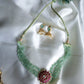 Gold Finish Crystal High Neck chocker with Flower pendant -4B