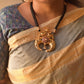 Gold Finish  Twin Peacock Carving- Moon Vintage Pendant