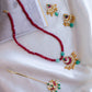 Gold Finish Maroon Crystal  with  Half moon Chandbali