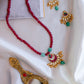 Gold Finish Maroon Crystal  with  Half moon Chandbali