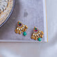 Gold Finish Maroon Crystal  with  Half moon Chandbali