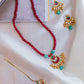 Gold Finish Maroon Crystal  with  Half moon Chandbali