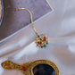 Gold Finish Maroon Crystal  with  Half moon Chandbali
