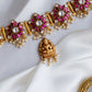 Gold  finish Sequence Flower Kundan High Neck Choker -16