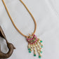 Gold Finish Long  Chain  with pirai pendant Necklace  Pearl Hangings
