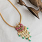 Gold Finish Long  Chain  with pirai pendant Necklace  Pearl Hangings
