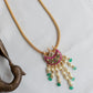 Gold Finish Long  Chain  with pirai pendant Necklace  Pearl Hangings