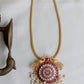 Gold Finish  Long Chain with  Twin peacock Jumbo Flower  Necklace  #21