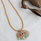 Gold Finish  Long Chain with  Tiny Twin peacock Pedantant  Necklace   - Model 1