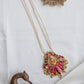 Gold Finish   Pearlchain with Reverse lotus  Lakshmi pendant Necklace #26