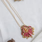 Gold Finish   Pearlchain with Reverse lotus  Lakshmi pendant Necklace #26