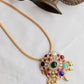 Gold Finish  Chain  with  NAVARATNA   Pendant#28