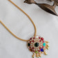 Gold Finish  Chain  with  NAVARATNA   Pendant#28