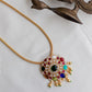 Gold Finish  Chain  with  NAVARATNA   Pendant#28