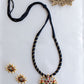 Gold Finish BLACK Thread Necklace with Half moon Flower Pedantant - Navaratna #29