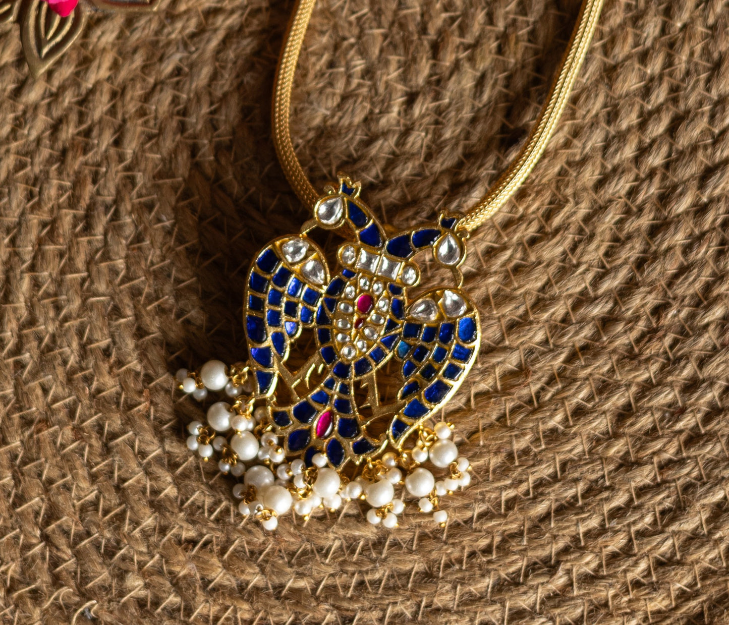 Gold Finish  Chain  with  Gandaberunda Pendant -52B
