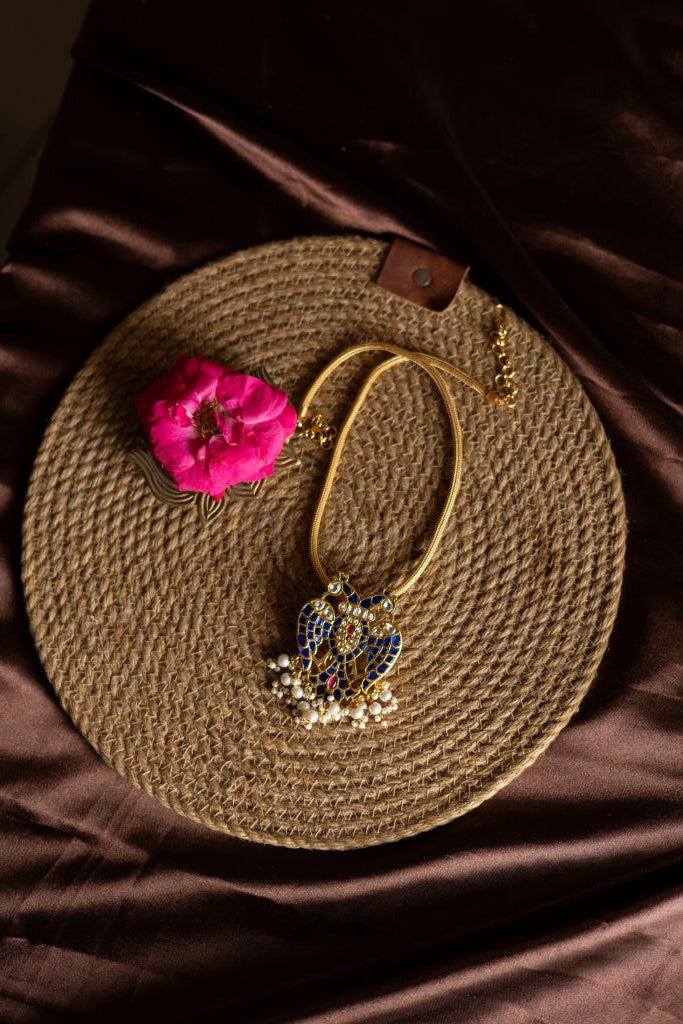 Gold Finish  Chain  with  Gandaberunda Pendant -52B
