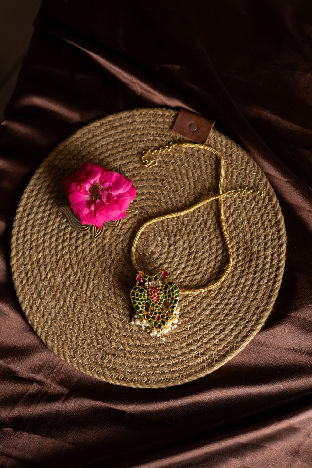 Gold Finish  Chain  with  Gandaberunda Pendant -52D
