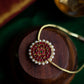 Semi Precious Kemp - Gold Finish Chain Round pendant-  Red