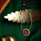 Semi Precious Kemp - Gold Finish Chain Round pendant-  Red