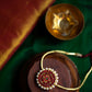 Semi Precious Kemp - Gold Finish Chain Round pendant-  Red