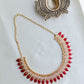 Semi Precious Kemp - Gold Finish AD & Red leaf pendant Kerala model with Jhumka
