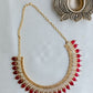 Semi Precious Kemp - Gold Finish AD & Red leaf pendant Kerala model with Jhumka