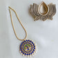 Semi Precious Kemp - Gold Finish Chain  Jumbo Peacock pendant #7