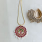 Semi Precious Kemp - Gold Finish Chain  Jumbo Peacock pendant#9