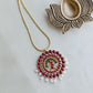 Semi Precious Kemp - Gold Finish Chain  Jumbo Peacock pendant#9