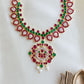 Semi Precious Kemp - Mango motifs Jumbo Flowered pendant  -Red, White,Green